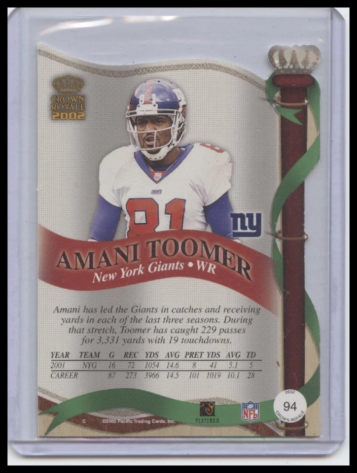 2002 Pacific Crown Royale #94 Amani Toomer - Image 2 of 2