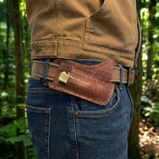 EDC Survival Leather Sheath Scout Carry Horizontal Folder Pouch for Buck 110