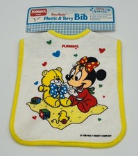 Vintage Walt Disney Babies Plastic  Terry Bib Minnie Mouse Playskool NOS