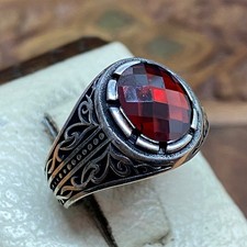 Garnet sterling silver 925K Ring Men Handmade garnet Stone Red Stone all sizes