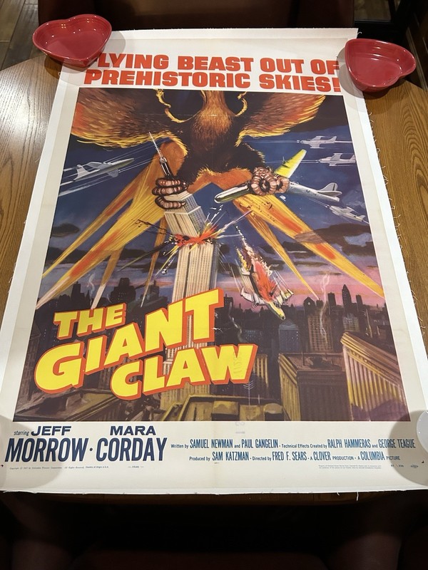 The Giant Claw (Columbia,1957) Linen Fine/VF One Sheet Movie Poster 27x41 Sci-Fi
