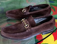 RARE Salvatore FERRAGAMO Suede LEATHER David GANCINI Loafers SILVER Horsebit 11D