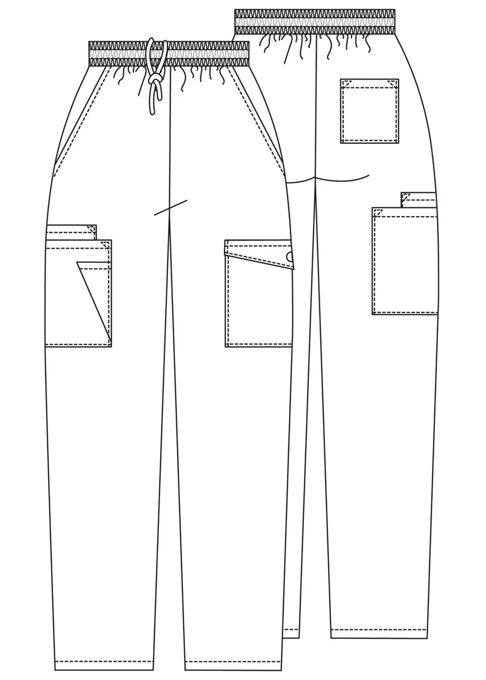 Adar Hombres Doctor Enfermera Uniforme Elevación Natural Multi Bolsillo Carga Pierna Cónica Pantalones Foto 4 de 4