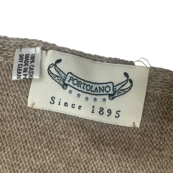 Bufanda Portolano cachemir jersey liso para mujer marrón con ribete gris Foto 4 de 4