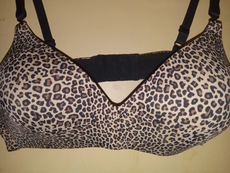 Camiseta inalámbrica Warners marrón con estampado de leopardo sujetador para mujer talla 36A Foto 3 de 4