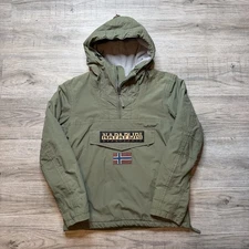 Napapijri Rainforest Anorak Jacket Fleece Lined Men's Size Small Taped Seams