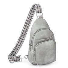 Small Sling Bag for Women, Vegan Leather Fanny Pack Crossbody Bags Dusk Gray