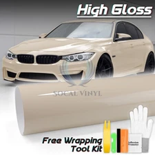 High Gloss Khaki Milan Car Vinyl Wrap Sticker Decal Sheet Film DIY Air Release