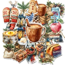 10 Rustic Christmas Stickers Laptops Notebooks Journals Glossy Scrapbooking