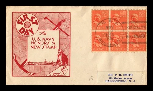 US COVER BENJAMIN FRANKLIN PRESIDENTIAL SERIES FDC SCOTT 803 BLOCK NAVAL CANCEL