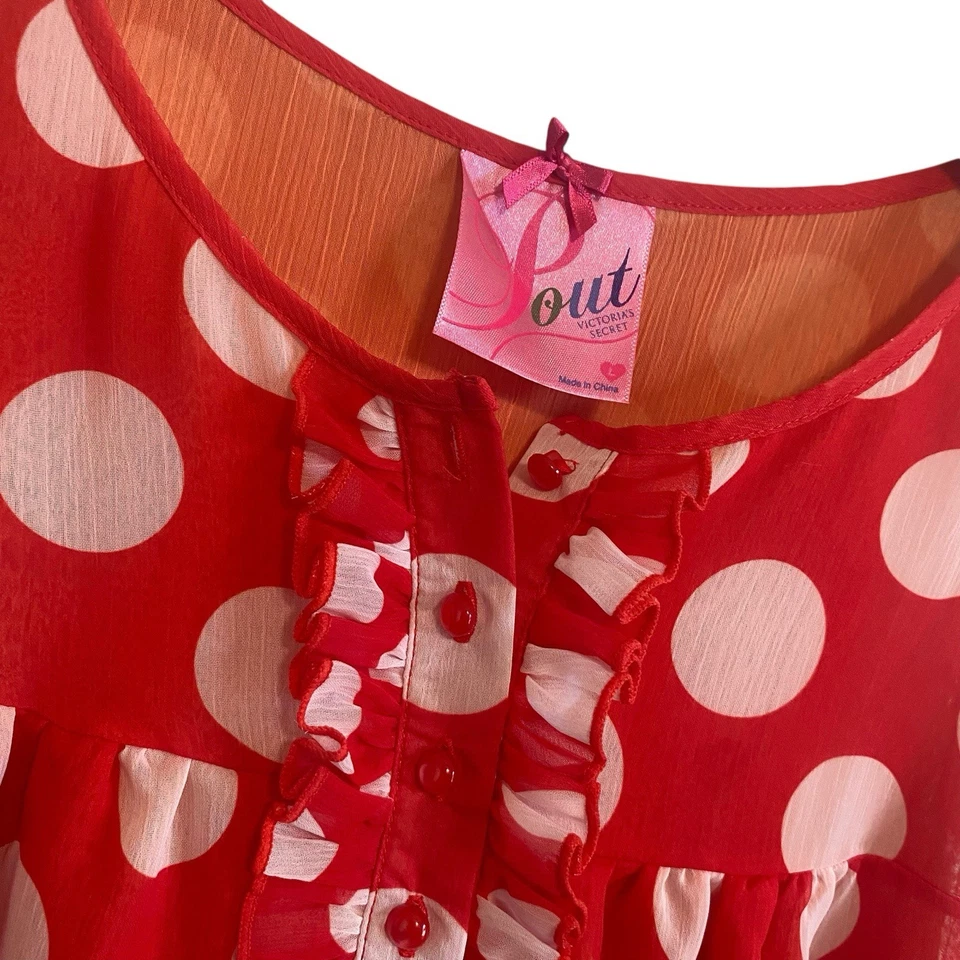 Victoria's Secret Pout Rojo Naranja Lunares Dormir Top Chisme Niña Blair Waldorf Foto 3 de 4