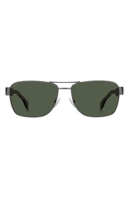 New BOSS Men 60mm Polarized Rectangular Sunglasses Authentic 0086-Uc