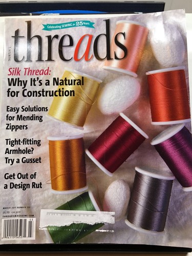 threads magazine March 2011, Silk Thread, Mending Zippers, Armhole Gussets - Picture 1 of 4