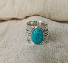 Turquoise Gemstone Jewellery Ring 925 Sterling Silver Handmade Ring   All size