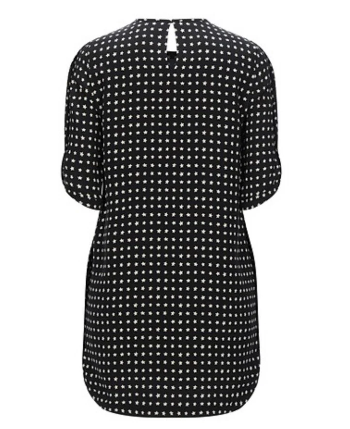 Vestido negro de seda Saint Laurent estampado de estrellas manga corta talla 36 Foto 2 de 4