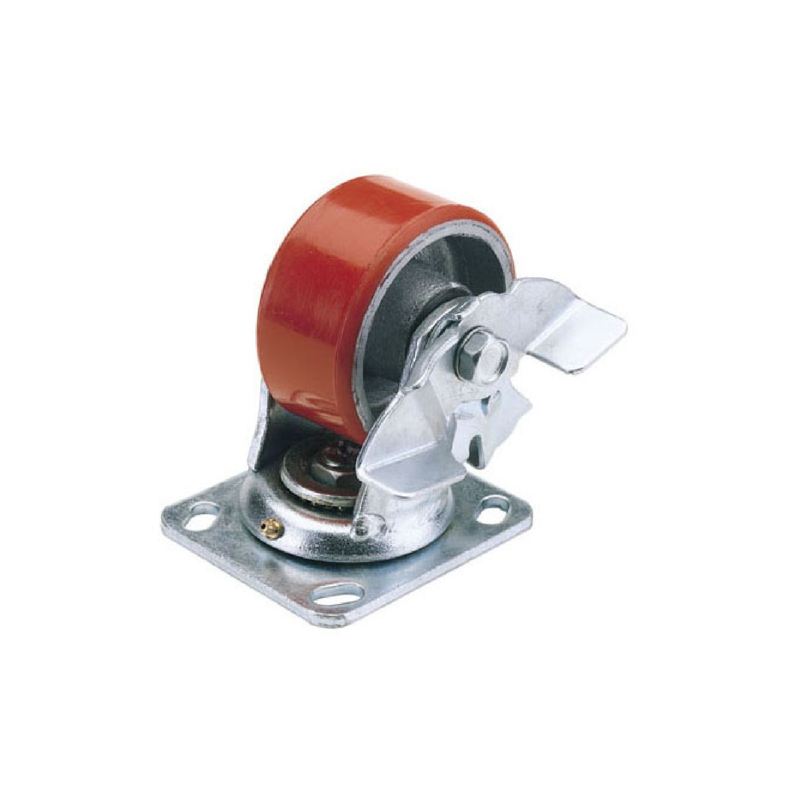 Draper 1x 125mm Diam Swivel Plate Fixing Polyurethane Wheel & Brake S.W.L. 300kg