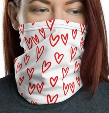 Neck gaiter: A Lot of Hearts on white Face Mask. Protect yourself in style!