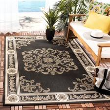 SAFAVIEH Indoor Outdoor CY2914-3908 Courtyard Black / Sand Rug