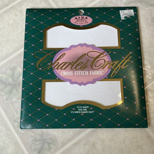 CHARLES CRAFT 14 count CROSS STITCH FABRIC AIDA 12x18 WHITE~~NIP