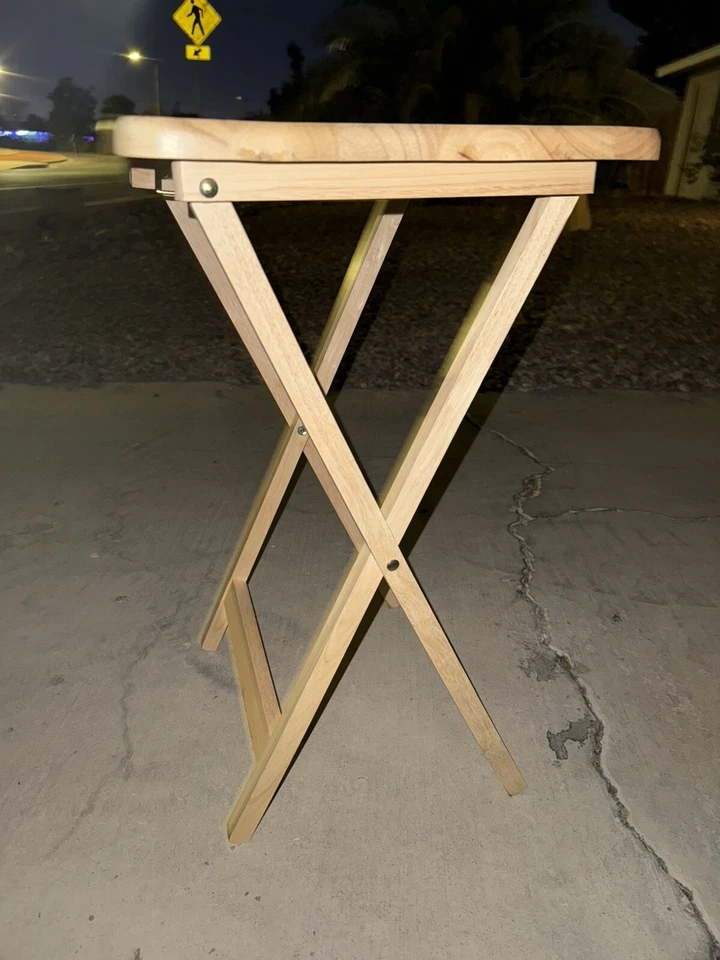 Mainstays Indoor Single Folding TV Tray Table Natural L 19 x W 15 x H 26 inches. - Image 4 of 4