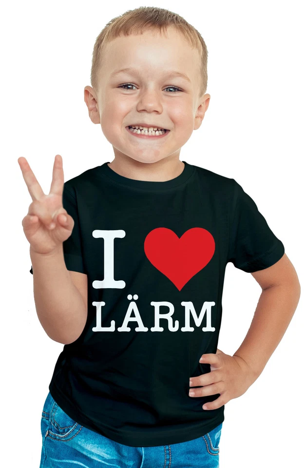 I Love Lärm Kinder T-Shirt Neu Fun Sprüche Funshirt Boys Girls Cute Süß Frech - Bild 1 von 1