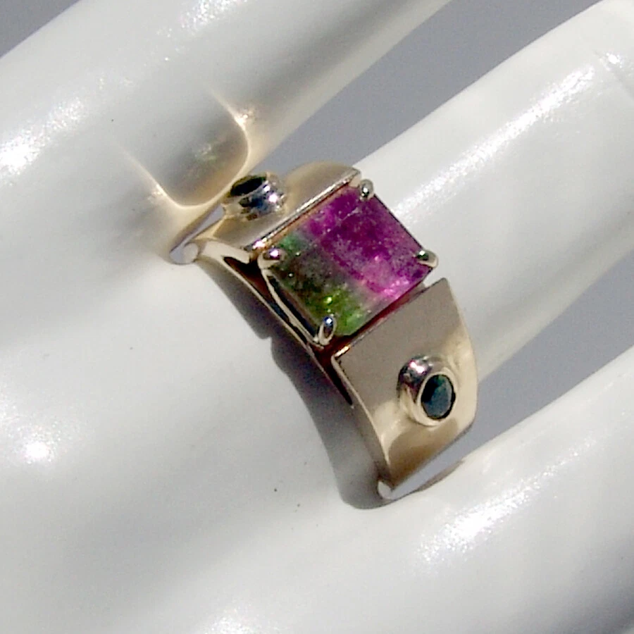 Parti Color Tourmaline Statement Ring Peridot 14K Yellow Gold eBay