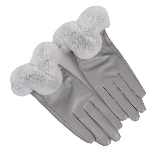Women's Winter Genuine Leather Gloves Rex Rabbit Fur Warm Trim Cuff Velvet Lined - Picture 36 of 88