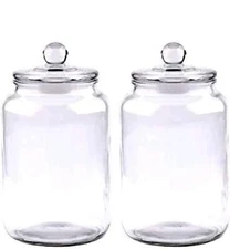 Glass Jars 100 ozCandy Jar with Lid For HouseholdFood Grade Clear Jars 2 Pack