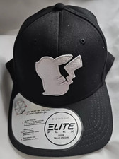 Pokemon Pikachu Sitting Black  White Silhouette Snapback Flex Hat Bioworld NWT