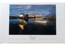 1996 29x19 Photo Print BLUE ROCKS NOVA SCOTIA Gerald Brimacombe Boats in Barbor