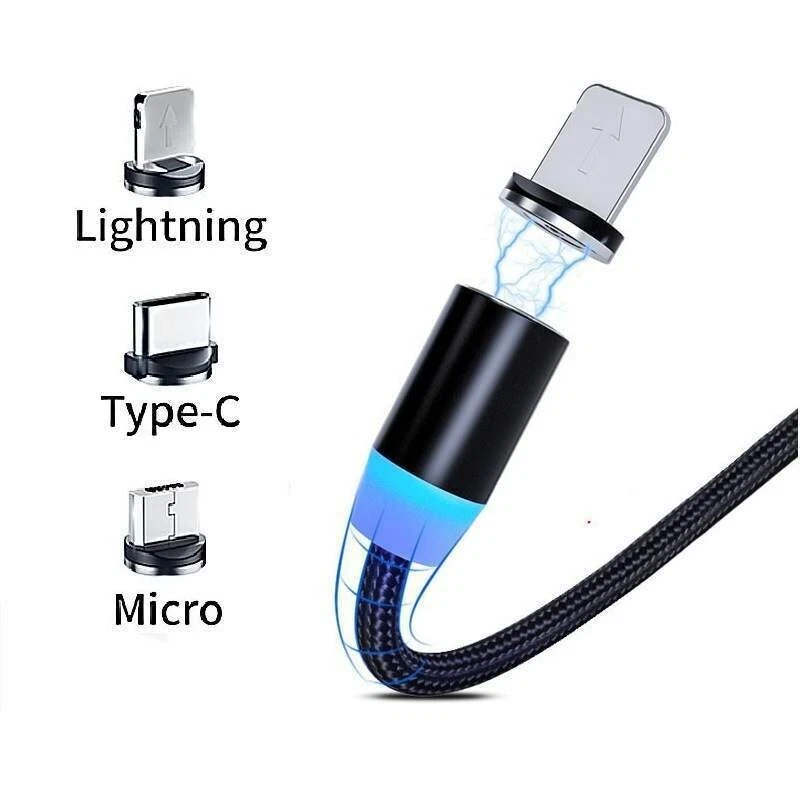 3 in 1 Magnetic USB Cable Fast 3A Charging Charger Phone Type-C Micro & iOS - Image 2 of 4