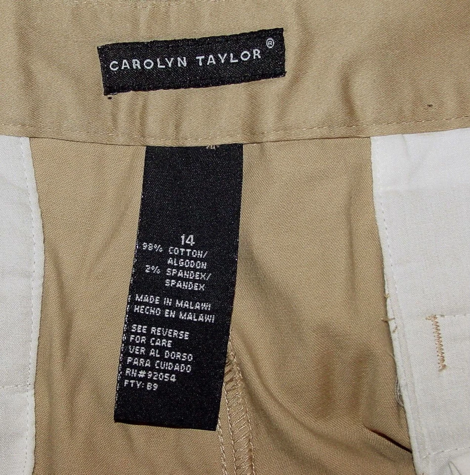 New Pants, Carolyn Taylor, Stretch Cotton Khaki-Tan MSRP-$40.00 14               - Image 4 of 4