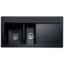 Caple ceramic sink AVA1B/R single bowl and drainer in black ceramic
