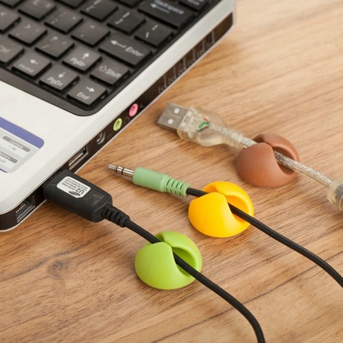 6X Cable Clip Drop Escritorio Organizador Ordenado Cable Cable Plomo Cargador USB Soporte Fijador - Imagen 3 de 7