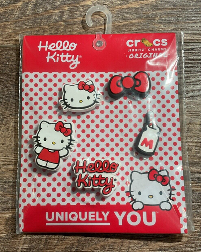Uniquely You Crocs Jibbitz Charms- Hello Kitty 5 pack- Red/White Assorted Shapes