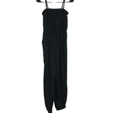 EVERLANE - WOMEN'S XS - BLACK SPAGHETTI STRAP GATHERED WAIST JUMPSUIT