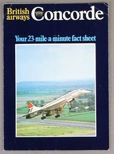 BRITISH AIRWAYS VINTAGE CONCORDE FACT SHEET BROCHURE 1970'S BA SUPERSONIC JET 
