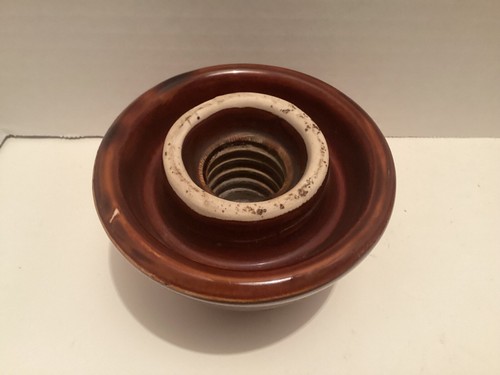 Antique LAPP 1927 Saddle Seat Brown Ceramic Insulator - Picture 6 of 7