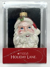 Holiday Lane 2008 Glass 3-1/4” Santa Ornament By Macys In Original Box