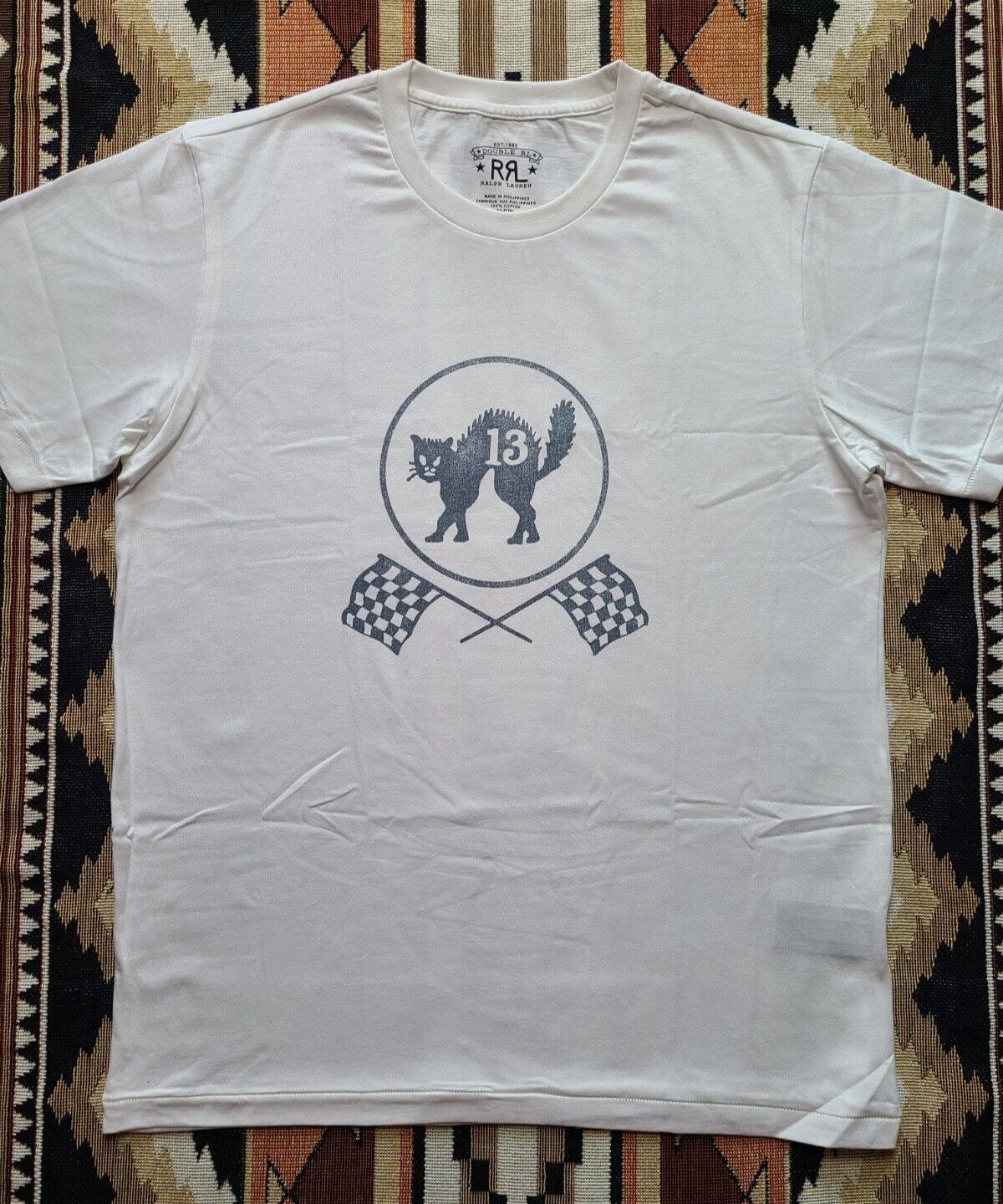 Double RL RRL Ralph Lauren Black Cat 13 Graphic Jersey Race T-shirt Tee