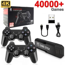 HDMI TV 4K Game Stick 128G 40000+ Games Video Game Console w/2*Wireless Gamepads