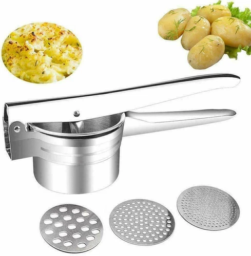 Kartoffelpresse Edelstahl Spätzlepresse Spaghettieis Nudelpresse 3 Lochscheiben - Bild 3 von 10