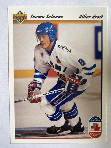 Teemu Selanne 1991-92 Upper Deck Rookie Card #21, French RC, Mint, Jets, HOFer