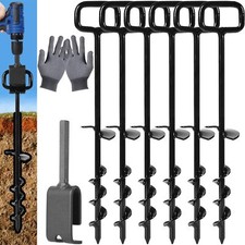 16In Tent Stakes Ground Anchors Screw in with 1PCS Tent Stakes Heavy Duty Ada...