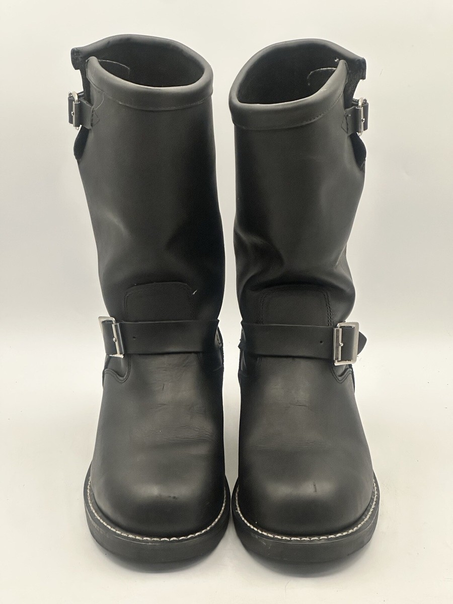 Cody James Black Leather Buckle Biker Style Men's Boots Size 8.5