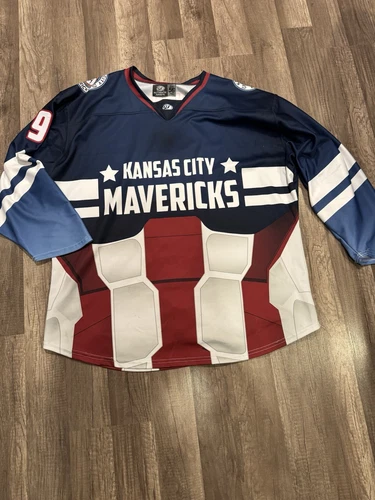 Kansas City Mavericks 2017 Game Worn Signed Marvel Jersey SHAWN PAULY ECHL NHL