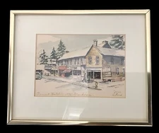 1873 Tremont Hotel~Small Vintag Art Print~Metal Framed~Under Glass~Matted~10”x8”