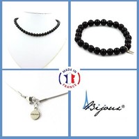 Steine Und Mineralien. Schmuckset Armband Halskette Perlen Achat Schwarz 8 Mm.