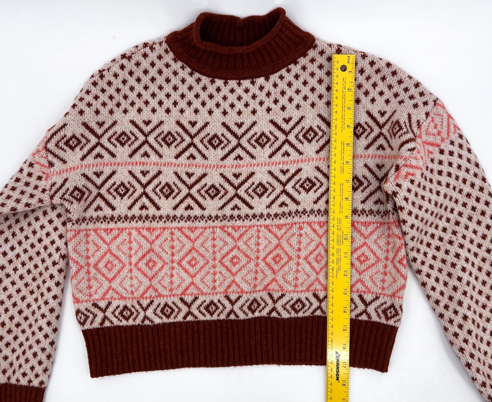 American Eagle AEO Sweater Womens Small Christmas Snowflake Mock Neck Crop Rare image 4