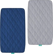 Bassinet Mattress Pad Cover, Waterproof, Fits for 17x33 Inch, Grey and Navy 